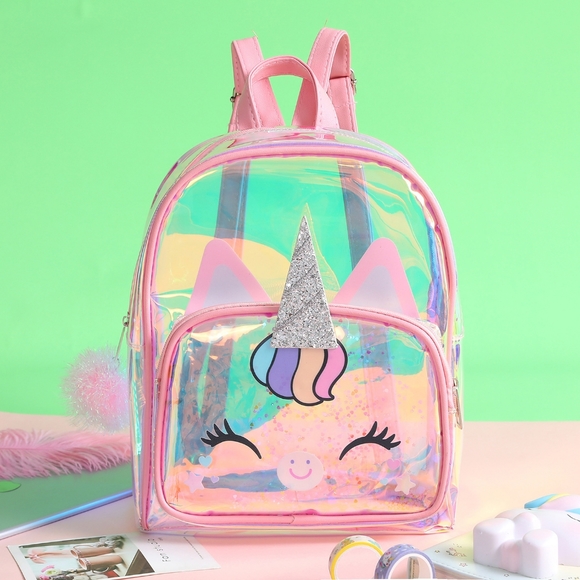 NWT UNBRANDED Transparent Unicorn Children Backpack - Picture 2 of 2